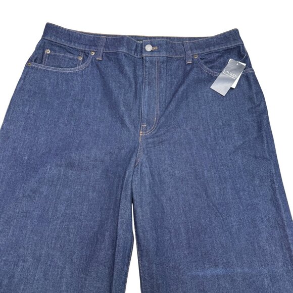 NEW $145 Lauren Ralph Lauren Women's Deep Rinse Wide Leg Denim Jean, Size 18 - Picture 3 of 12